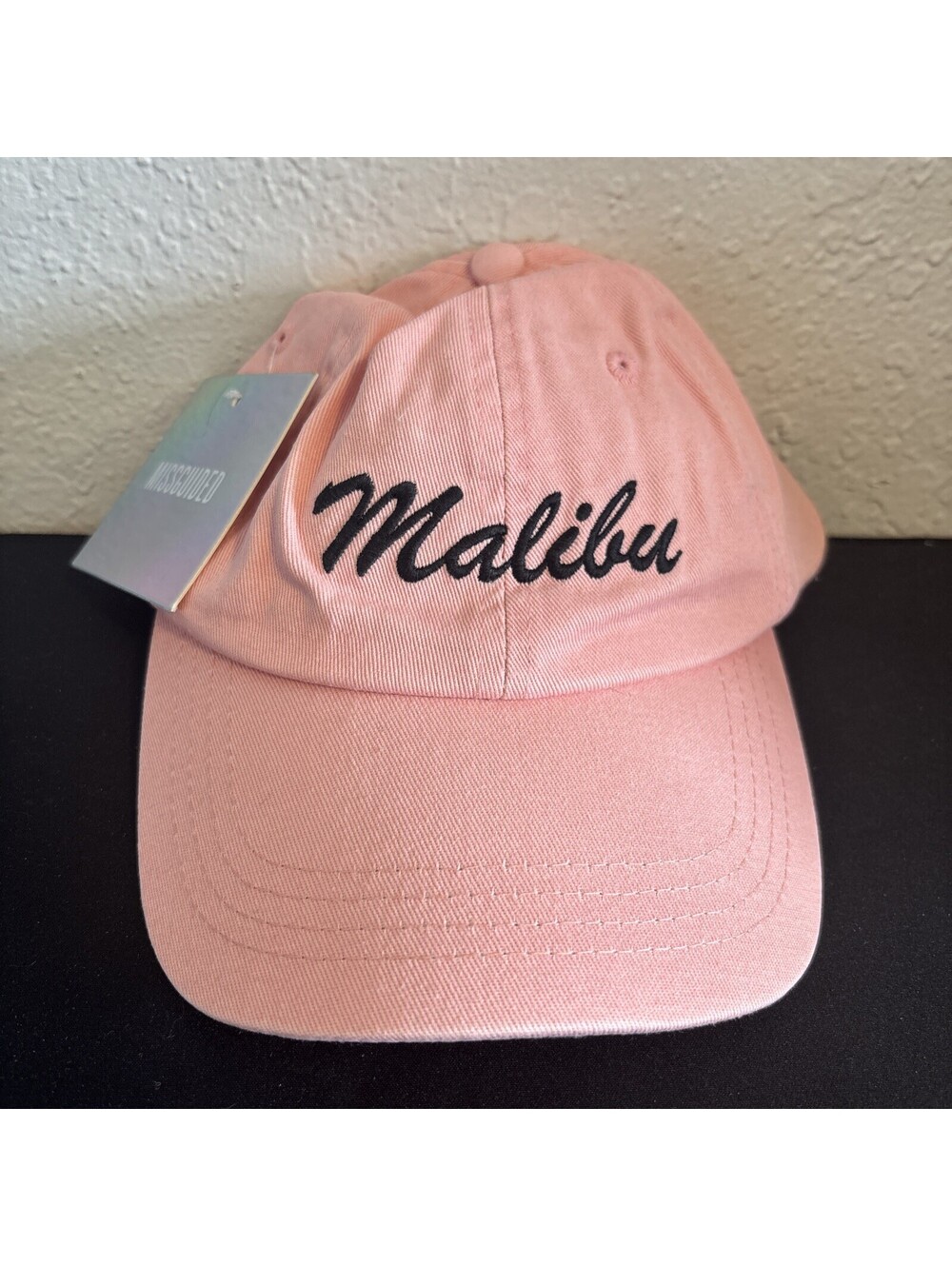 NWT Missguided Malibu Embroidered Baseball Cap Hat Pink Coral Beach One Size